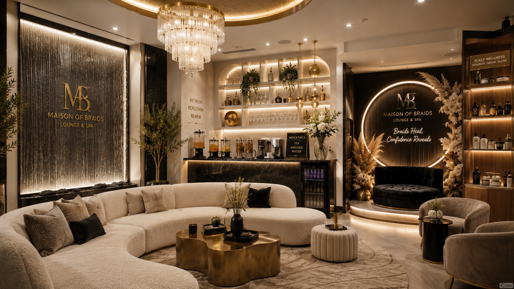 Luxury lounge and mocktail bar experience at Maison of Braids